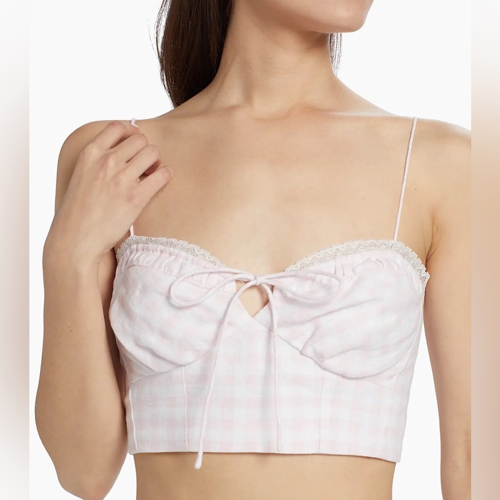 Love Shack Fancy Amorana Checked Linen Crop Top
NWT